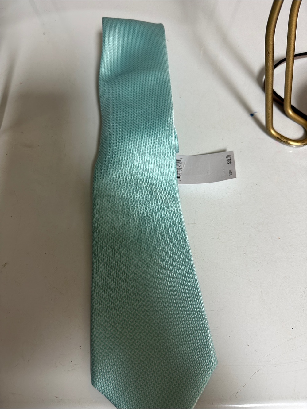 Michael Kors Mint Green Solid Silk Tie